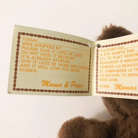 Vtg Russ Amram Adoption Bear 5 Inch Tall Stuffed Animal Plush Korea - Picture 5 of 15